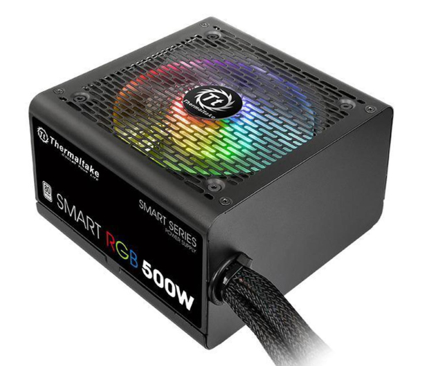 THERMALTAKE Smart 500W RGB (80+ 230V EU, 2xPEG, 120mm, Single Rail) PS-SPR-0500NHSAWE-1 - 402360 - zdjęcie